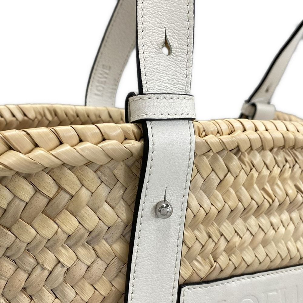 Loewe Natural Leaf Palm White Tote Bag Calfskin Basket - Picture 14 of 16
